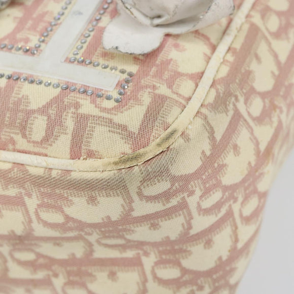 Christian Dior Trotter Canvas Shoulder Bag Pink Silver Auth 151952