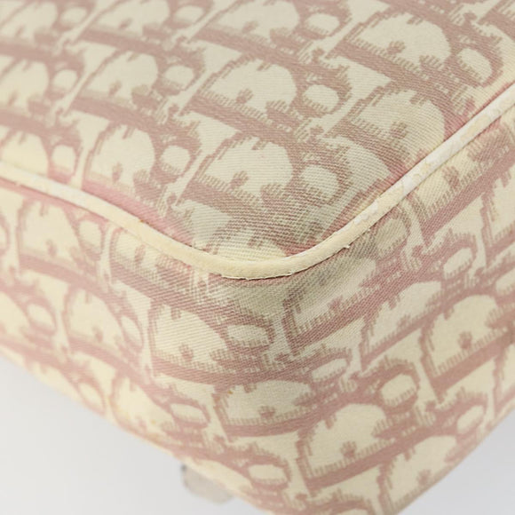 Christian Dior Trotter Canvas Shoulder Bag Pink Silver Auth 151952