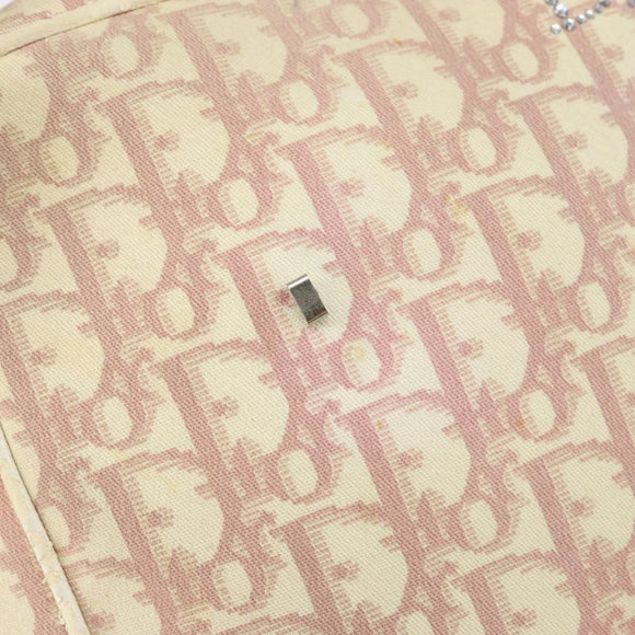 Christian Dior Trotter Canvas Shoulder Bag Pink Silver Auth 151952