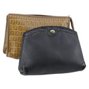 Christian Dior Fendi Honeycomb Zucchino Clutch Bag 2 Set Black Beige Auth 151954-1