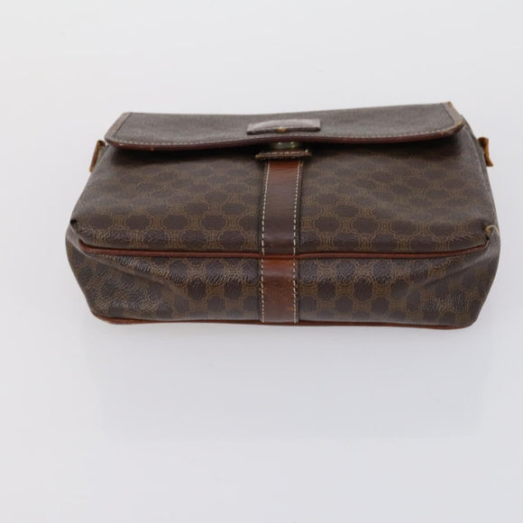 CELINE Macadam Canvas Shoulder Bag PVC Leather 5 Set Brown Auth 151955