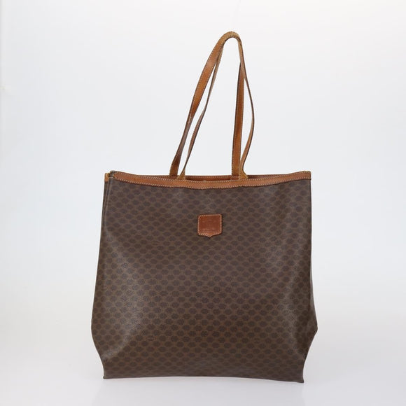 CELINE Macadam Canvas Shoulder Bag PVC Leather 5 Set Brown Auth 151955