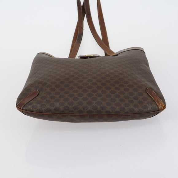 CELINE Macadam Canvas Shoulder Bag PVC Leather 5 Set Brown Auth 151955