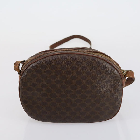 CELINE Macadam Canvas Shoulder Bag PVC Leather 5 Set Brown Auth 151955