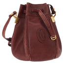 CARTIER Must Line Shoulder Bag Leather Bordeaux Gold Auth 151956-1