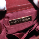 CARTIER Must Line Shoulder Bag Leather Bordeaux Gold Auth 151956-17