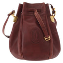 CARTIER Must Line Shoulder Bag Leather Bordeaux Gold Auth 151956-13
