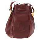 CARTIER Must Line Shoulder Bag Leather Bordeaux Gold Auth 151956-2