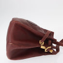 CARTIER Must Line Shoulder Bag Leather Bordeaux Gold Auth 151956-3