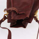 CARTIER Must Line Shoulder Bag Leather Bordeaux Gold Auth 151956-6