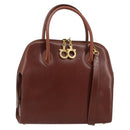 Salvatore Ferragamo Hand Bag Leather 2way Brown Gold Auth 151957-1