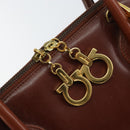 Salvatore Ferragamo Hand Bag Leather 2way Brown Gold Auth 151957-16