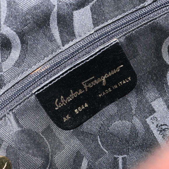 Salvatore Ferragamo Hand Bag Leather 2way Brown Gold Auth 151957