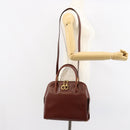 Salvatore Ferragamo Hand Bag Leather 2way Brown Gold Auth 151957-24