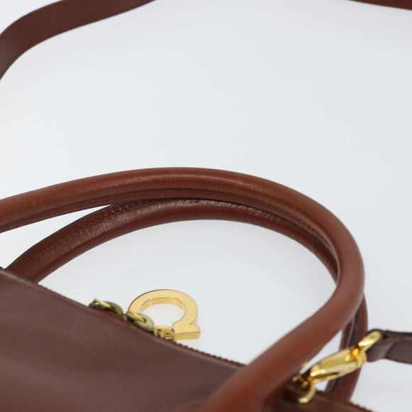 Salvatore Ferragamo Hand Bag Leather 2way Brown Gold Auth 151957