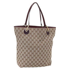 GUCCI GG Canvas Tote Bag Beige Gold 120336 Auth 151959