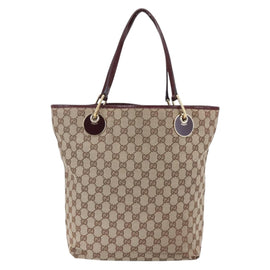 GUCCI GG Canvas Tote Bag Beige Gold 120336 Auth 151959 - 0