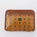 MCM Logogram Vicetos Clutch Bag PVC Leather 2 Set Brown Auth 151960-10