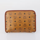 MCM Logogram Vicetos Clutch Bag PVC Leather 2 Set Brown Auth 151960-11