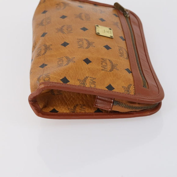 MCM Logogram Vicetos Clutch Bag PVC Leather 2 Set Brown Auth 151960