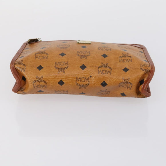 MCM Logogram Vicetos Clutch Bag PVC Leather 2 Set Brown Auth 151960