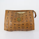 MCM Logogram Vicetos Clutch Bag PVC Leather 2 Set Brown Auth 151960-2