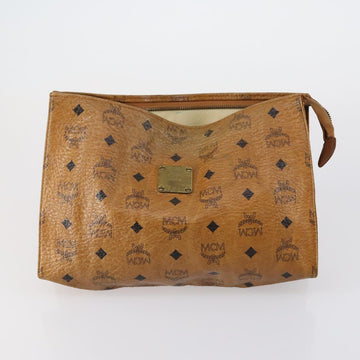 MCM Logogram Vicetos Clutch Bag PVC Leather 2 Set Brown Auth 151960 - 0