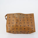 MCM Logogram Vicetos Clutch Bag PVC Leather 2 Set Brown Auth 151960-3