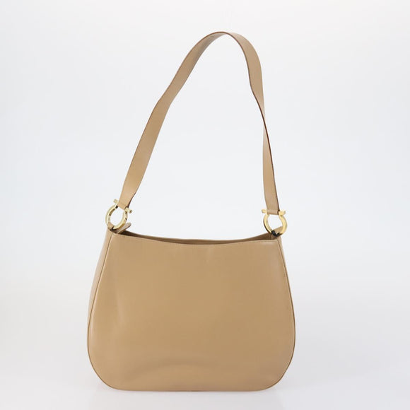 Salvatore Ferragamo Shoulder Bag Leather 2 Set Beige Auth 151962