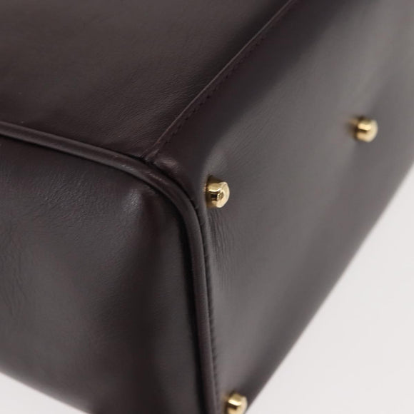 GUCCI Bamboo Hand Bag Leather 2way Brown Gold Auth 151967