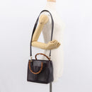 GUCCI Bamboo Hand Bag Leather 2way Brown Gold Auth 151967-23
