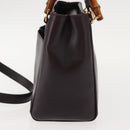 GUCCI Bamboo Hand Bag Leather 2way Brown Gold Auth 151967-4