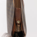 CELINE Macadam Canvas Clutch Bag PVC Leather Brown Gold Auth 151971-12