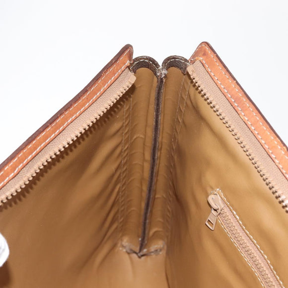 CELINE Macadam Canvas Clutch Bag PVC Leather Brown Gold Auth 151971