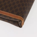 CELINE Macadam Canvas Clutch Bag PVC Leather Brown Gold Auth 151971-8