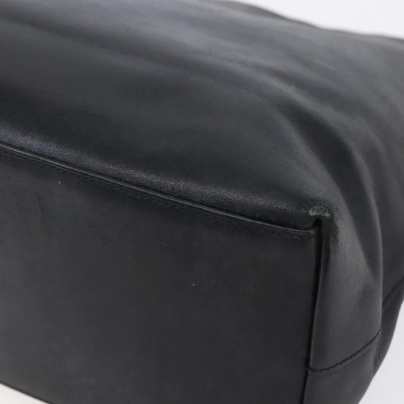 GUCCI Bamboo Shoulder Bag Leather Black Gold Auth 151973