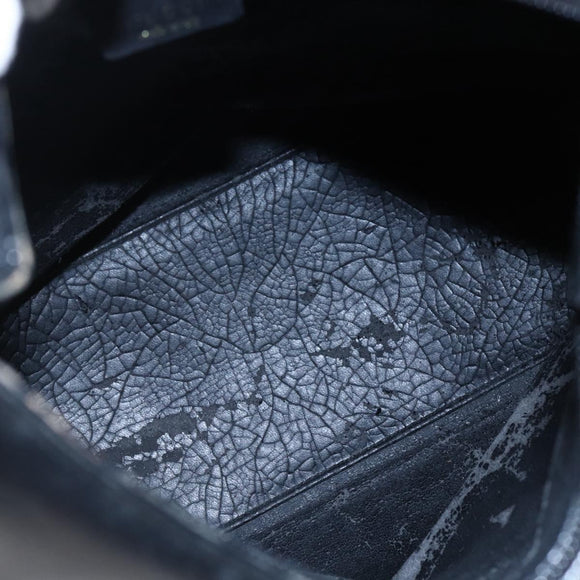 GUCCI Bamboo Shoulder Bag Leather Black Gold Auth 151973