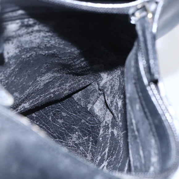 GUCCI Bamboo Shoulder Bag Leather Black Gold Auth 151973