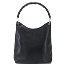 GUCCI Bamboo Shoulder Bag Leather Black Gold Auth 151973-13