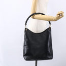 GUCCI Bamboo Shoulder Bag Leather Black Gold Auth 151973-22