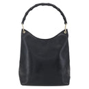 GUCCI Bamboo Shoulder Bag Leather Black Gold Auth 151973-2