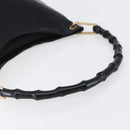 GUCCI Bamboo Shoulder Bag Leather Black Gold Auth 151973-7