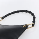GUCCI Bamboo Shoulder Bag Leather Black Gold Auth 151973-14