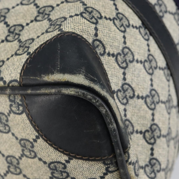 GUCCI GG Supreme Sherry Line Boston Bag PVC Navy Gold Red Auth 151975