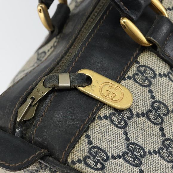 GUCCI GG Supreme Sherry Line Boston Bag PVC Navy Gold Red Auth 151975