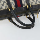 GUCCI GG Supreme Sherry Line Boston Bag PVC Navy Gold Red Auth 151975-7