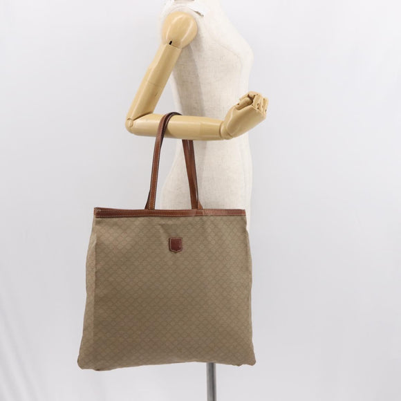 CELINE Macadam Canvas Tote Bag PVC Beige Auth 151976