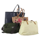 PRADA Shoulder Bag Nylon Patent 4 Set Pink Beige Navy Auth 151978-1