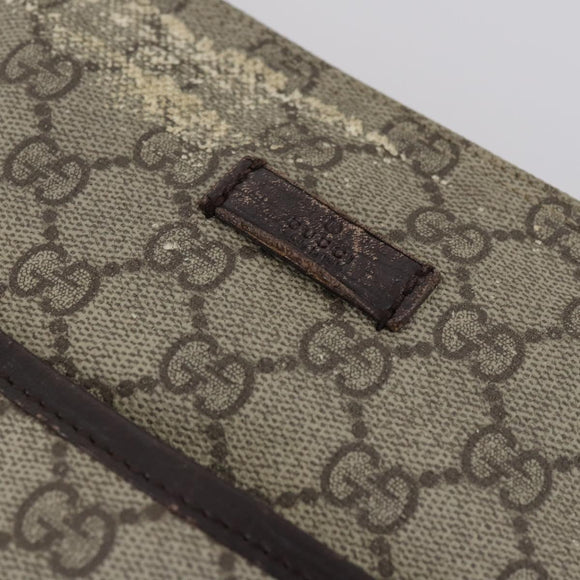 GUCCI GG Supreme Shoulder Bag PVC Beige Silver 141626 Auth 151979