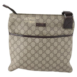 GUCCI GG Supreme Shoulder Bag PVC Beige Silver 141626 Auth 151979 - 0